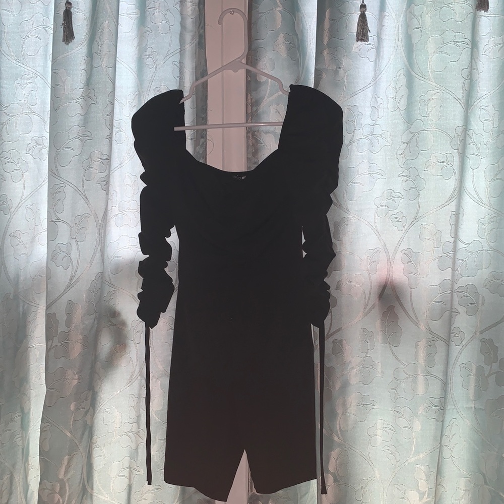 Black Fashion Nova Long Sleeve Romper with Strings